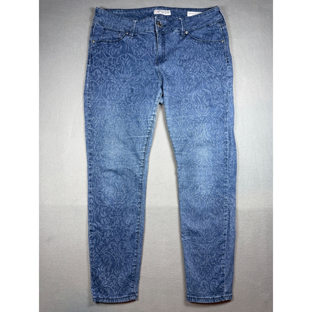 Guess Womens Emma Fit Skinny Jeans 34W Damask Paisley Print Medium Rise Denim‎